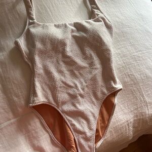 J. Crew Textured Cream Open Back One-Piece Swimsuit